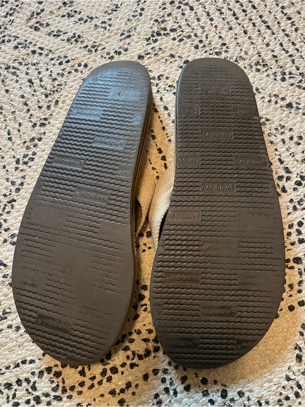 Rainbow Cream Flip Flop with Tan and Black Striped Sole - Picture 4 of 5